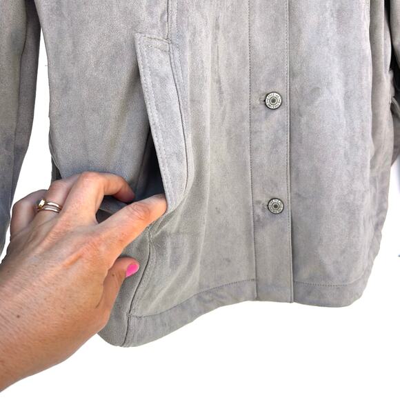 Free People Fringe Out Vegan Suede Faux Leather Gray Grey Jacket Western Small - Picture 7 of 11